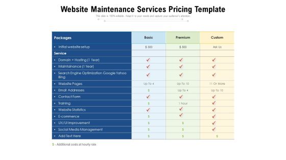 Website Maintenance Services Pricing Template Ppt PowerPoint Presentation Infographics Graphics Design PDF Website Maintenance Services Pricing Template Ppt PowerPoint Presentation Infographics Graphics Design PDF