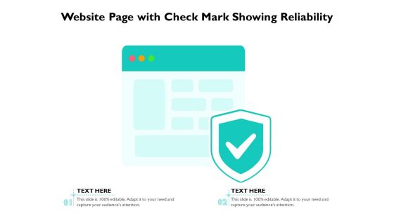 Website Page With Check Mark Showing Reliability Ppt PowerPoint Presentation Gallery Guide PDF