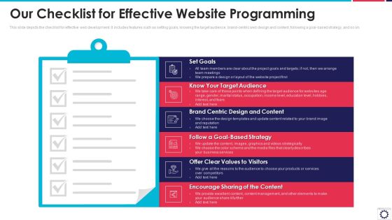 Website Programming IT Our Checklist For Effective Website Programming Ppt PowerPoint Presentation Gallery Graphics Pictures PDF Website Programming IT Our Checklist For Effective Website Programming Ppt PowerPoint Presentation Gallery Graphics Pictures PDF