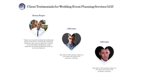 Wedding Affair Management Client Testimonials For Event Planning Services Slides PDF Wedding Affair Management Client Testimonials For Event Planning Services Slides PDF