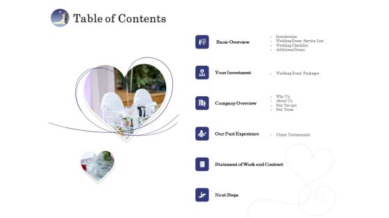 Wedding Affair Management Table Of Contents Guidelines PDF