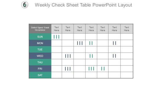 Weekly Check Sheet Table Powerpoint Layout Weekly Check Sheet Table Powerpoint Layout