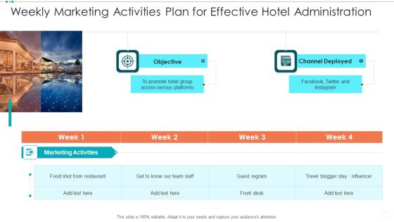 Weekly Marketing Activities Plan For Effective Hotel Administration Structure PDF Weekly Marketing Activities Plan For Effective Hotel Administration Structure PDF