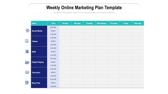 Weekly Online Marketing Plan Template Ppt PowerPoint Presentation Model Vector PDF Weekly Online Marketing Plan Template Ppt PowerPoint Presentation Model Vector PDF