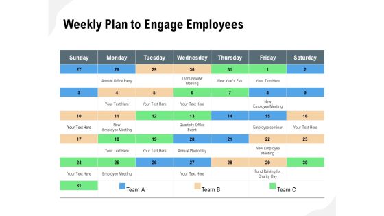 Weekly Plan To Engage Employees Ppt PowerPoint Presentation Infographic Template Vector