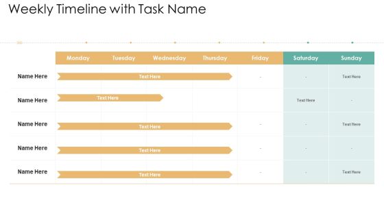 Weekly Timeline With Task Name Formats PDF