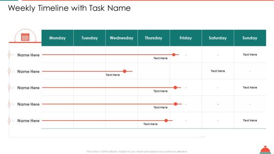 Weekly Timeline With Task Name Increased Superiority For Food Products Ideas PDF Weekly Timeline With Task Name Increased Superiority For Food Products Ideas PDF