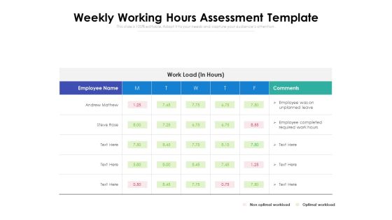 Weekly Working Hours Assessment Template Ppt PowerPoint Presentation Pictures Slide Portrait PDF Weekly Working Hours Assessment Template Ppt PowerPoint Presentation Pictures Slide Portrait PDF