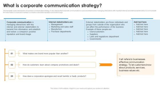 What Is Corporate Communication Strategy Ppt Styles Diagrams PDF What Is Corporate Communication Strategy Ppt Styles Diagrams PDF