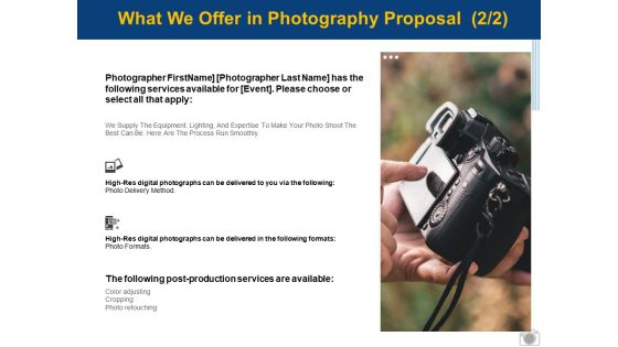What We Offer In Photography Proposal Ppt PowerPoint Presentation Show Objects What We Offer In Photography Proposal Ppt PowerPoint Presentation Show Objects