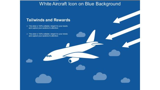 White Aircraft Icon On Blue Background Ppt PowerPoint Presentation Gallery Elements PDF White Aircraft Icon On Blue Background Ppt PowerPoint Presentation Gallery Elements PDF