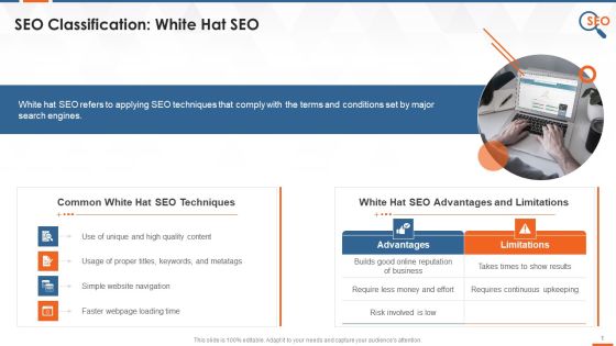 White Hat SEO With Techniques Advantages And Limitations Training Ppt White Hat SEO With Techniques Advantages And Limitations Training Ppt
