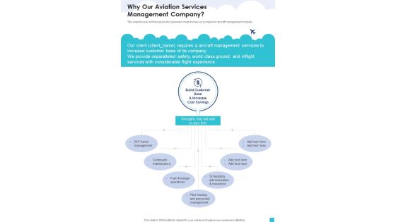 Why Our Aviation Services Management Company One Pager Sample Example Document Why Our Aviation Services Management Company One Pager Sample Example Document
