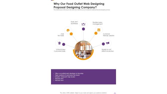 Why Our Food Outlet Web Designing Proposal Designing Company One Pager Sample Example Document Why Our Food Outlet Web Designing Proposal Designing Company One Pager Sample Example Document