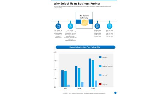 Why Select Us As Business Partner One Pager Sample Example Document Why Select Us As Business Partner One Pager Sample Example Document