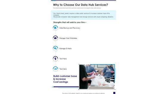 Why To Choose Our Data Hub Services One Pager Sample Example Document Why To Choose Our Data Hub Services One Pager Sample Example Document