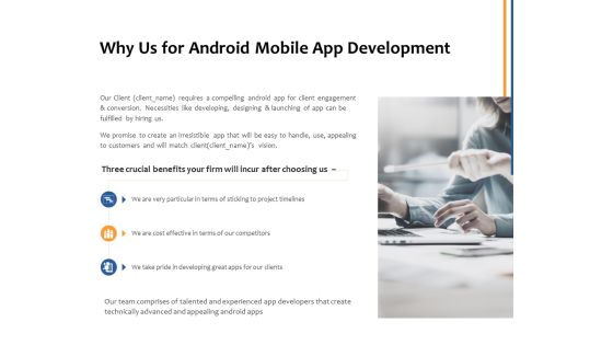 Why Us For Android Mobile App Development Ppt PowerPoint Presentation Show Master Slide Why Us For Android Mobile App Development Ppt PowerPoint Presentation Show Master Slide
