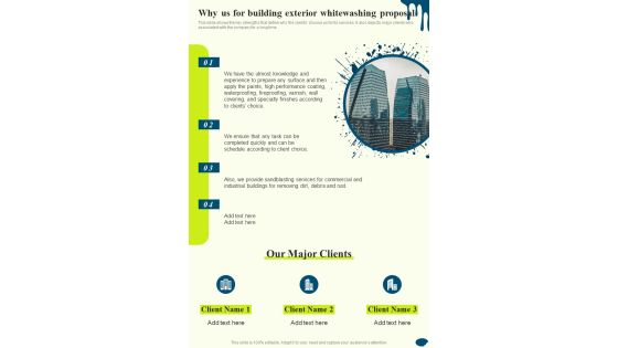 Why Us For Building Exterior Whitewashing Proposal One Pager Sample Example Document Why Us For Building Exterior Whitewashing Proposal One Pager Sample Example Document