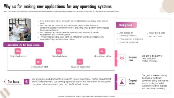 Why Us For Making New Applications For Any Operating Systems Slides PDF Why Us For Making New Applications For Any Operating Systems Slides PDF