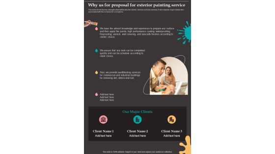 Why Us For Proposal For Exterior Painting Service One Pager Sample Example Document Why Us For Proposal For Exterior Painting Service One Pager Sample Example Document