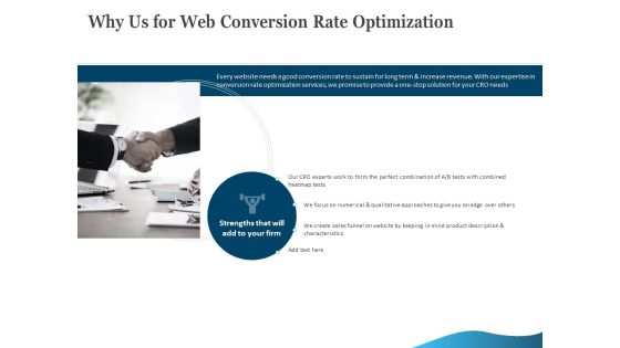 Why Us For Web Conversion Rate Optimization Ppt Infographic Template Graphics Tutorials PDF