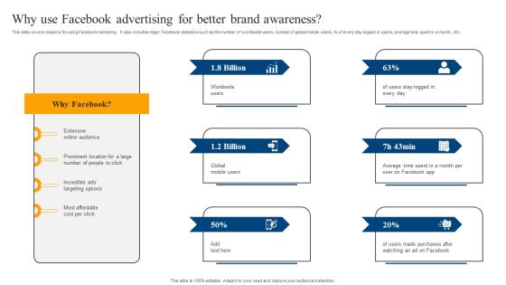 Why Use Facebook Advertising For Better Brand Awareness Infographics PDF Why Use Facebook Advertising For Better Brand Awareness Infographics PDF