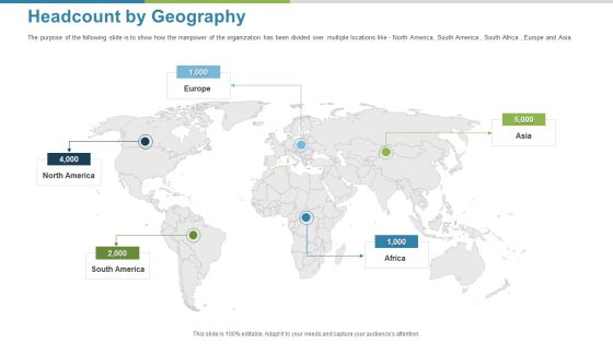Work Execution Liability Headcount By Geography Ppt Ideas Infographics PDF