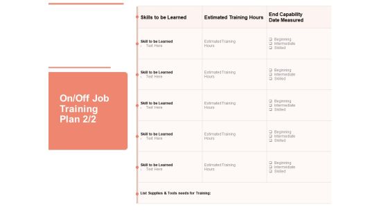 Workforce Planning System On Off Job Training Plan Measured Ppt PowerPoint Presentation Infographics Gridlines PDF