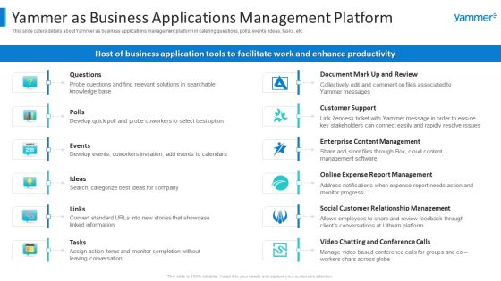 Yammer Capital Fundraising Yammer As Business Applications Brochure PDF