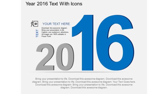Year 2016 Text With Icons Powerpoint Template