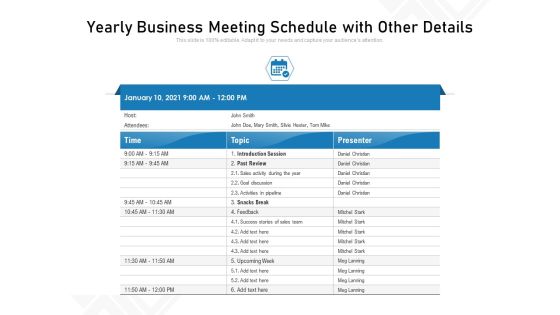 Yearly Business Meeting Schedule With Other Details Ppt PowerPoint Presentation Gallery Microsoft PDF Yearly Business Meeting Schedule With Other Details Ppt PowerPoint Presentation Gallery Microsoft PDF