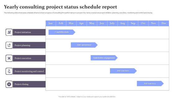 Yearly Consulting Project Status Schedule Report Diagrams PDF Yearly Consulting Project Status Schedule Report Diagrams PDF