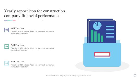 Yearly Report Icon For Construction Company Financial Performance Elements PDF Yearly Report Icon For Construction Company Financial Performance Elements PDF