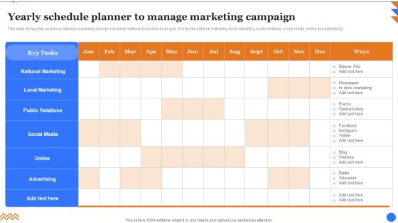Yearly Schedule Planner To Manage Marketing Campaign Formats PDF Yearly Schedule Planner To Manage Marketing Campaign Formats PDF