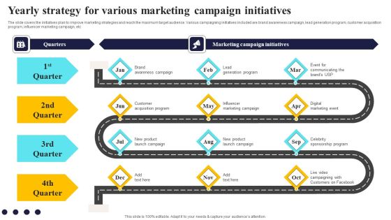 Yearly Strategy For Various Marketing Campaign Initiatives Diagrams PDF Yearly Strategy For Various Marketing Campaign Initiatives Diagrams PDF