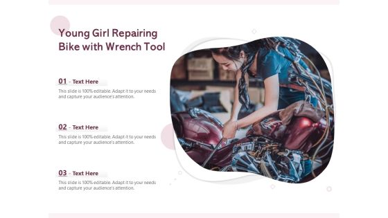 Young Girl Repairing Bike With Wrench Tool Ppt PowerPoint Presentation Gallery Model PDF Young Girl Repairing Bike With Wrench Tool Ppt PowerPoint Presentation Gallery Model PDF