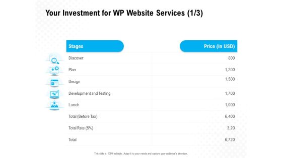 Your Investment For Wp Website Services Price Ppt PowerPoint Presentation Ideas Mockup Your Investment For Wp Website Services Price Ppt PowerPoint Presentation Ideas Mockup