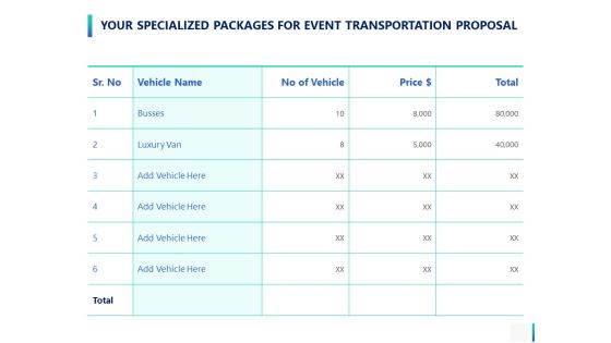 Your Specialized Packages For Event Transportation Proposal Ppt PowerPoint Presentation Outline Microsoft Your Specialized Packages For Event Transportation Proposal Ppt PowerPoint Presentation Outline Microsoft