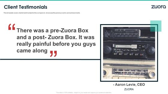 Zuora Capital Raising Elevator Client Testimonials Topics PDF Zuora Capital Raising Elevator Client Testimonials Topics PDF