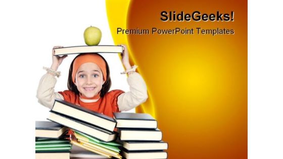 Adorable Girl Studying Education PowerPoint Backgrounds And Templates 1210