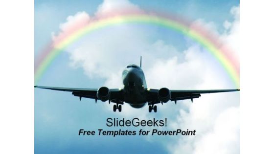 Dream Airliner PowerPoint Template with Rainbow