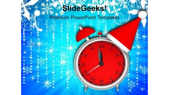 Alarm Clock Christmas Hat Welcome New Year PowerPoint Templates Ppt Backgrounds For Slides 1212 Alarm Clock Christmas Hat Welcome New Year PowerPoint Templates Ppt Backgrounds For Slides 1212