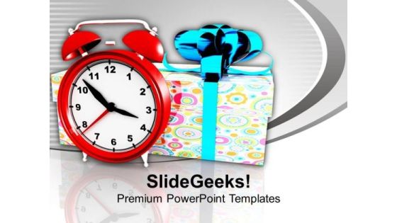 Alarm Clock With Gift Box Celebration PowerPoint Templates Ppt Backgrounds For Slides 1212 Alarm Clock With Gift Box Celebration PowerPoint Templates Ppt Backgrounds For Slides 1212