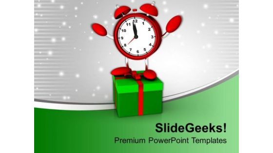 Alarm Clock With Gift Box Christmas PowerPoint Templates Ppt Backgrounds For Slides 1212 Alarm Clock With Gift Box Christmas PowerPoint Templates Ppt Backgrounds For Slides 1212