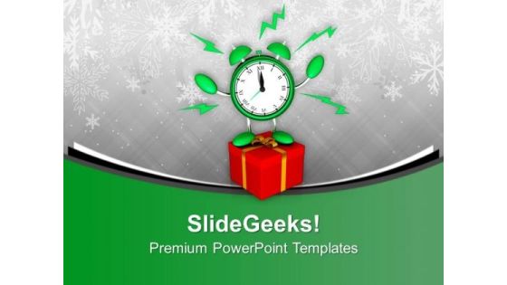 Alarm Clock With Gift Christmas Present PowerPoint Templates Ppt Backgrounds For Slides 0113 Alarm Clock With Gift Christmas Present PowerPoint Templates Ppt Backgrounds For Slides 0113