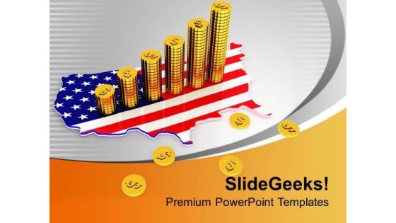 America Flag With Dollar Coins Growth PowerPoint Templates Ppt Backgrounds For Slides 0213 America Flag With Dollar Coins Growth PowerPoint Templates Ppt Backgrounds For Slides 0213