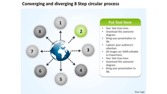 And Diverging 8 Step Circular Process Relative Cycle Arrow PowerPoint Templates