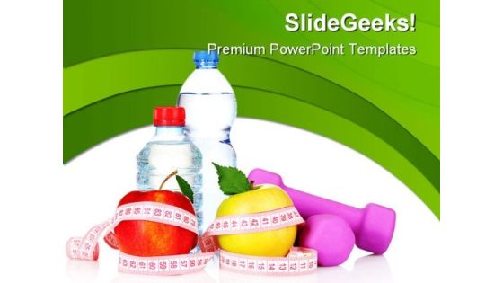 Apple With Measure Tape Health PowerPoint Themes And PowerPoint Slides 0911