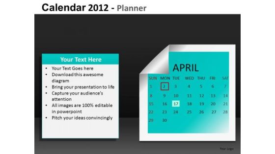 April 2012 Calendar PowerPoint Slides April 2012 Calendar PowerPoint Slides