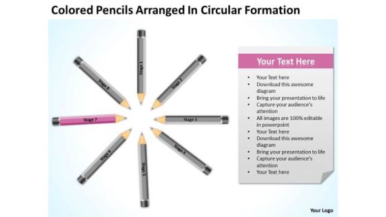 Arranged In Circular Formation Ppt Business Plan Template Free PowerPoint Slides